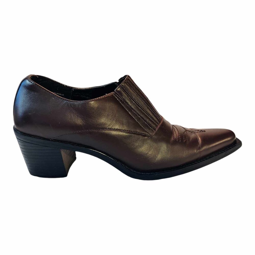 Mootsie Tootsie Western Leather Ankle Boot Heel Pump Womens Size 8 Vintage 90s